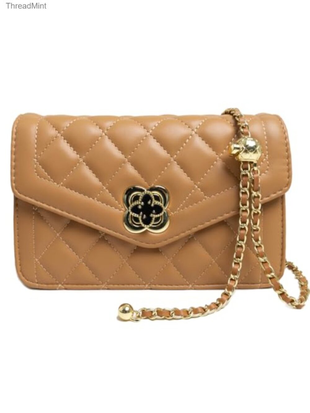 Quilted Faux Leather Crossbody Bag for Women 3-in-1 Chain Strap Purse